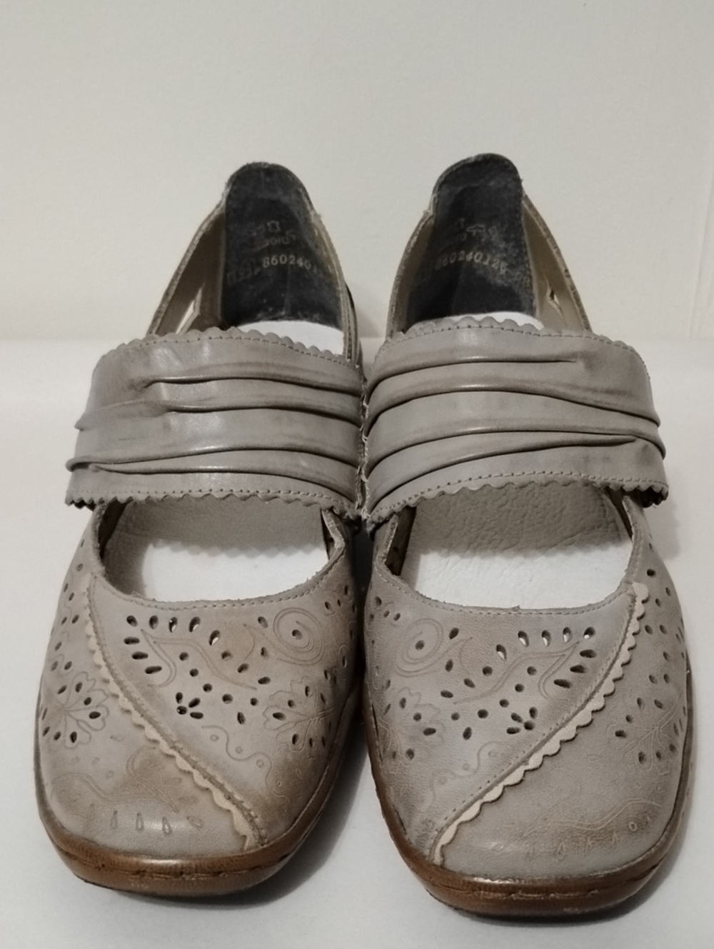 Rieker Antistress Laser Cut Grey Comfort Mary Jane Shoes
